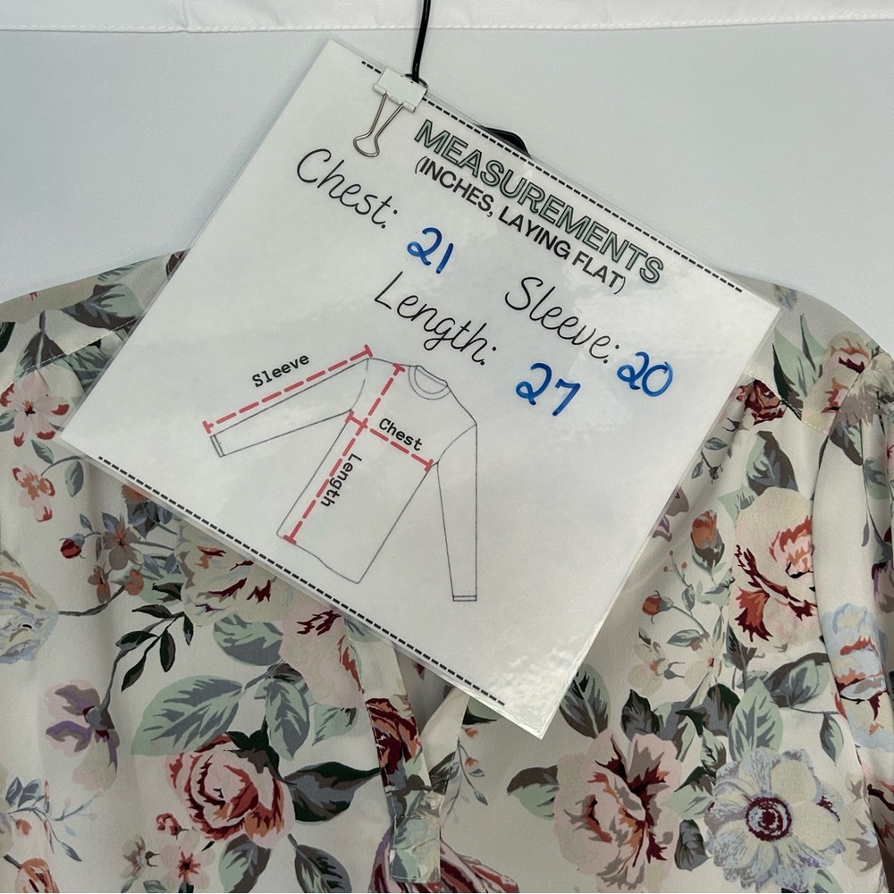 Elaine Rose Cream Floral Print Blouse‎ - Picture 9 of 10